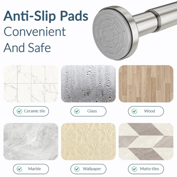 AmazerBath Spring Tension Shower Curtain Rod, 31-46.5 Inches Heavy Duty - Picture 3 of 4